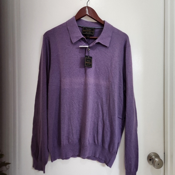 JoS. A.Bank RESERVE LONG SLEEVE 10% SILK 90% COTTON MEN'S SWEATER  L - Picture 5 of 11